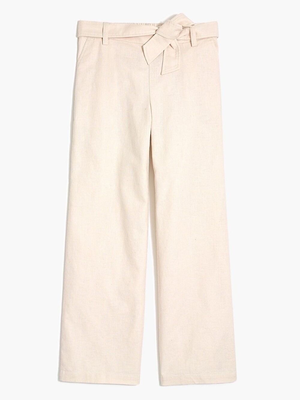 J. Crew Factory Tie-front wide-leg crop linen-cotton pant